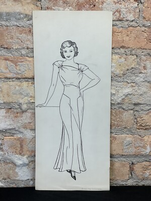 Vintage Drawing Women's Fashion Dress Signed 1930's Art Deco Original Pen & Ink | eBay Vintage Drawing Women's Fashion Dress Signed 1930's Art Deco Original Pen & Ink | eBay