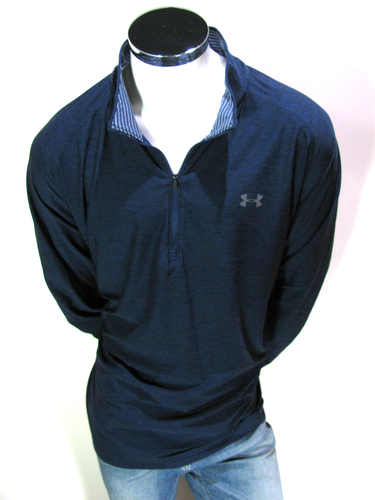 Under Armour Shirt Mens 3XL Blue 1/4 Zip Loose Golf Long Sleeve Pullover UA