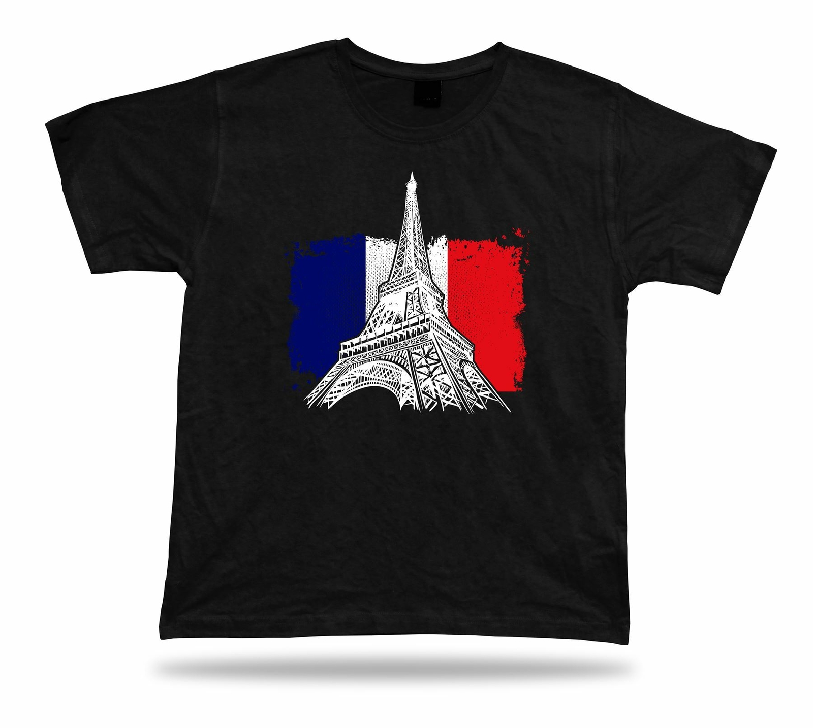 T SHIRT Paris France flag Big Eiffel tower war on terror Red White and Blue