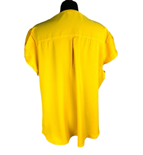 Bright Yellow Blouse Grill Detail Lightweight Women’s UK Size 2XL XXL - Picture 3 of 7