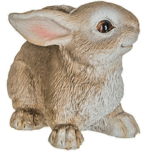 Primitiver sitzender Hase Kaninchen sitzend Osterdeko Statue.  - Bild 1 von 3