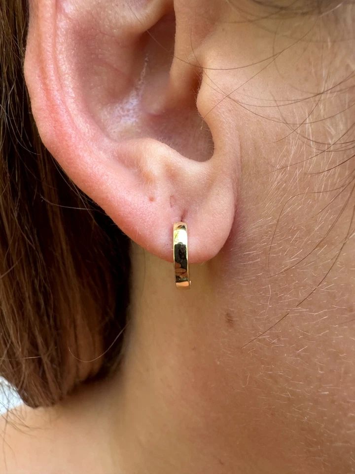 14k Gold Vermeil 925 Silver Hoops Mens Ladies Small Huggie Earrings