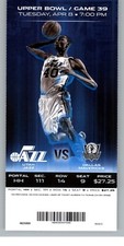 Dallas Mavericks vs Utah Jazz 4/8/2014 Full Ticket -  Jeremy Evans