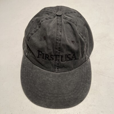 First USA Hat Cap Strap Back Adjustable Bank One Company Adult Gray Cotton Fade