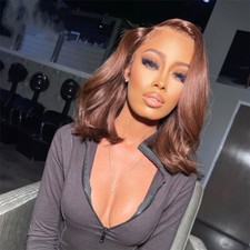 Brown 13x4 Lace Frontal Wig 14Inch Lace Front Body Wave Human Hair Wig