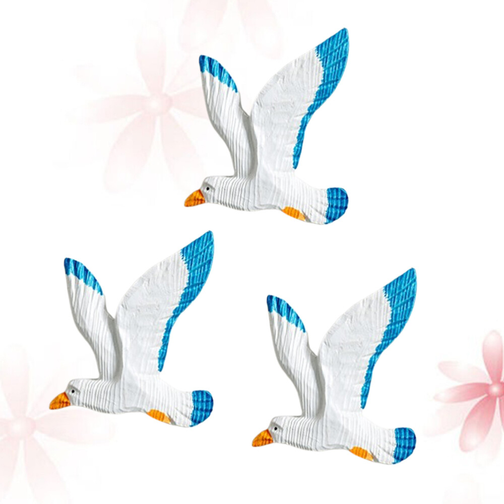 3 Pcs Shells for Decoration Resin Seagull Wall Art Hanging Paper