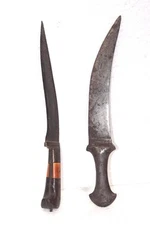 2 Pc Tiger Knife/Katar Vintage Indian Antique Rare Hand Forged Carved