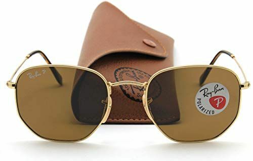 New Ray Ban Sunglasses HEXAGONAL RB 3548N 001/57 54MM GOLD/BROWN POLARIZED LENS