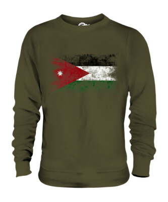 JORDAN DISTRESSED FLAG UNISEX SWEATER TOP FOOTBALL JORDANIAN GIFT SHIRT