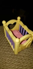 Vintage Tyco Quints Yellow Purple Baby crib 1990 Blip Toys (36
