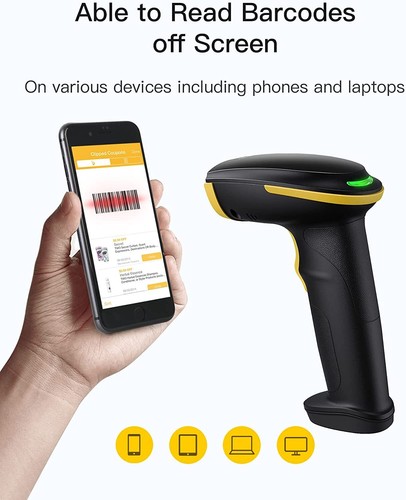 Inateck 2.4Ghz Barcode Scanner 1D Wireless/USB Screen Scanning W/ Smart Base