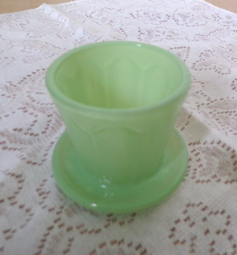 Jadeite Planter & Saucer Depression Glass Miniature Planter 2.5" VTG 1930's FS - Picture 2 of 7
