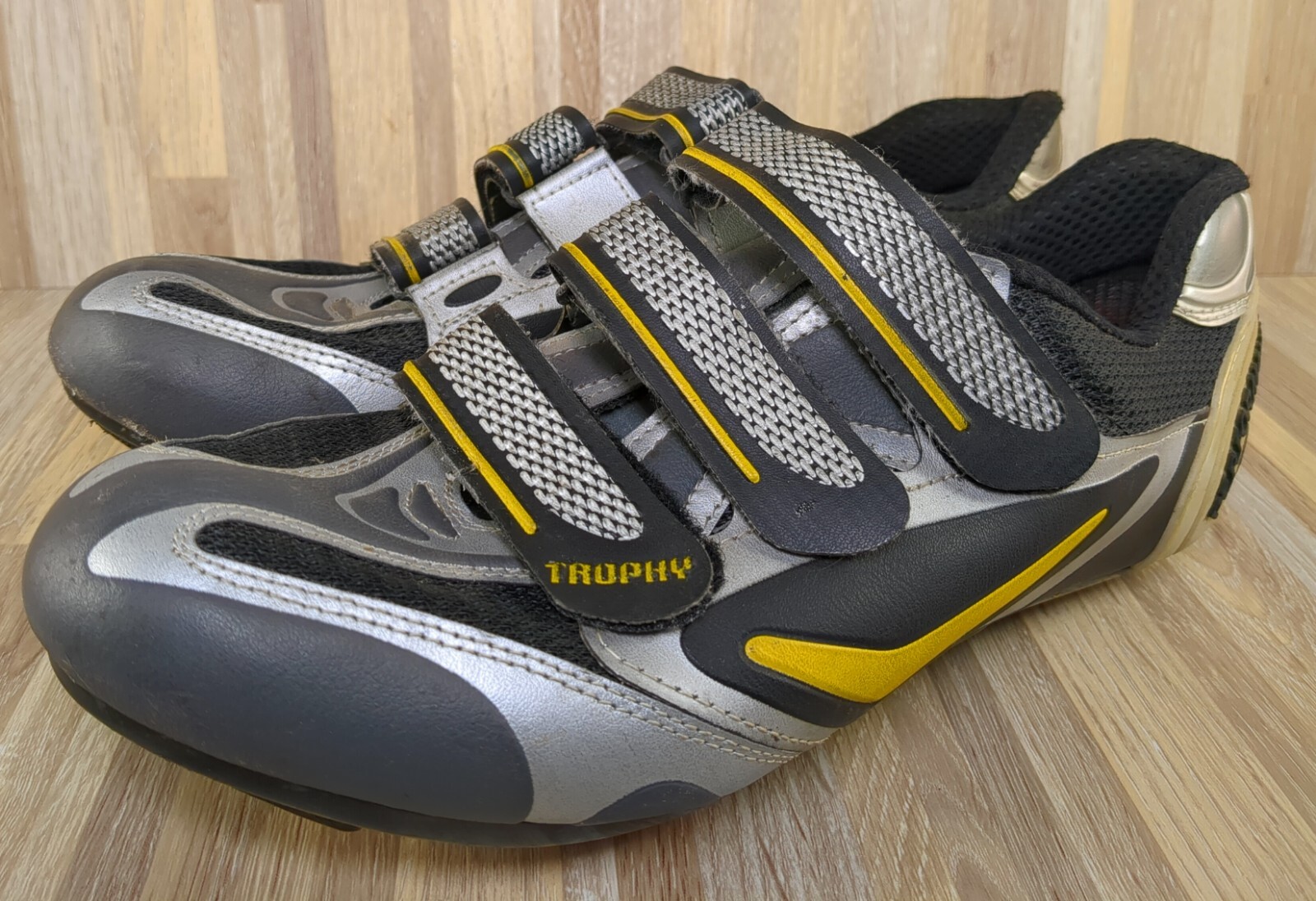 Performance Trophy Mens Cycling Bike Shoes Black/Gray/Yellow