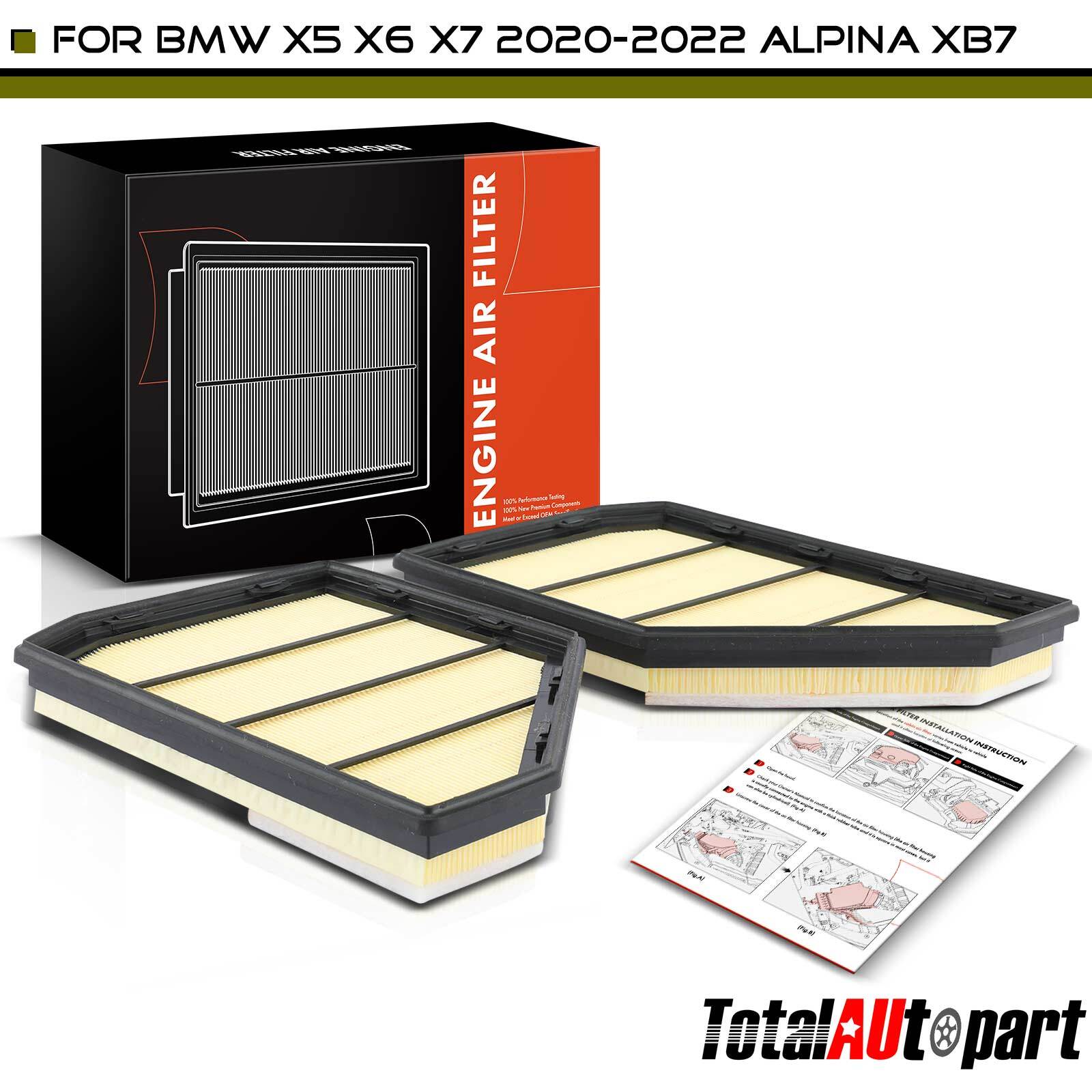 2x Engine Air Filter for BMW X5 G05 X6 G06 X7 G07 2020-2022 Alpina XB7 ...