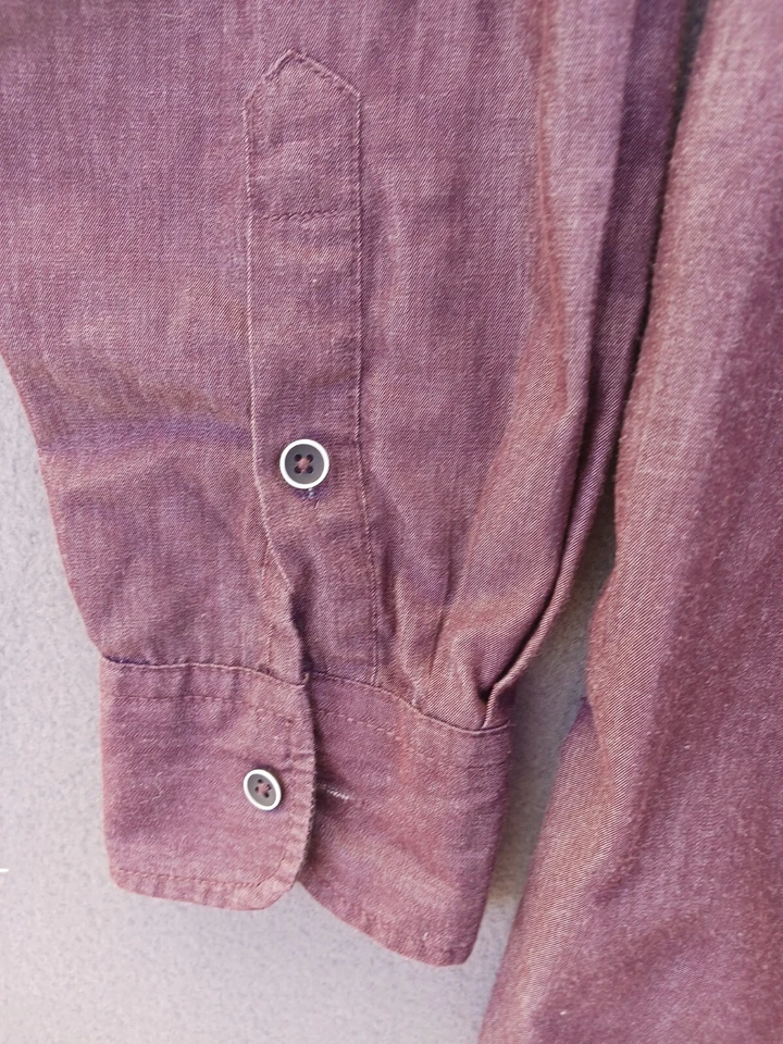 Camisa Cultura Moderna Para Hombre Grande Manga Larga Púrpura Abotonada Foto 3 de 4