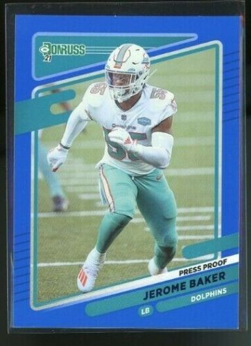 2021 Panini Donruss Blue Press Proof Jerome Baker #67 Dolphins - Picture 1 of 2