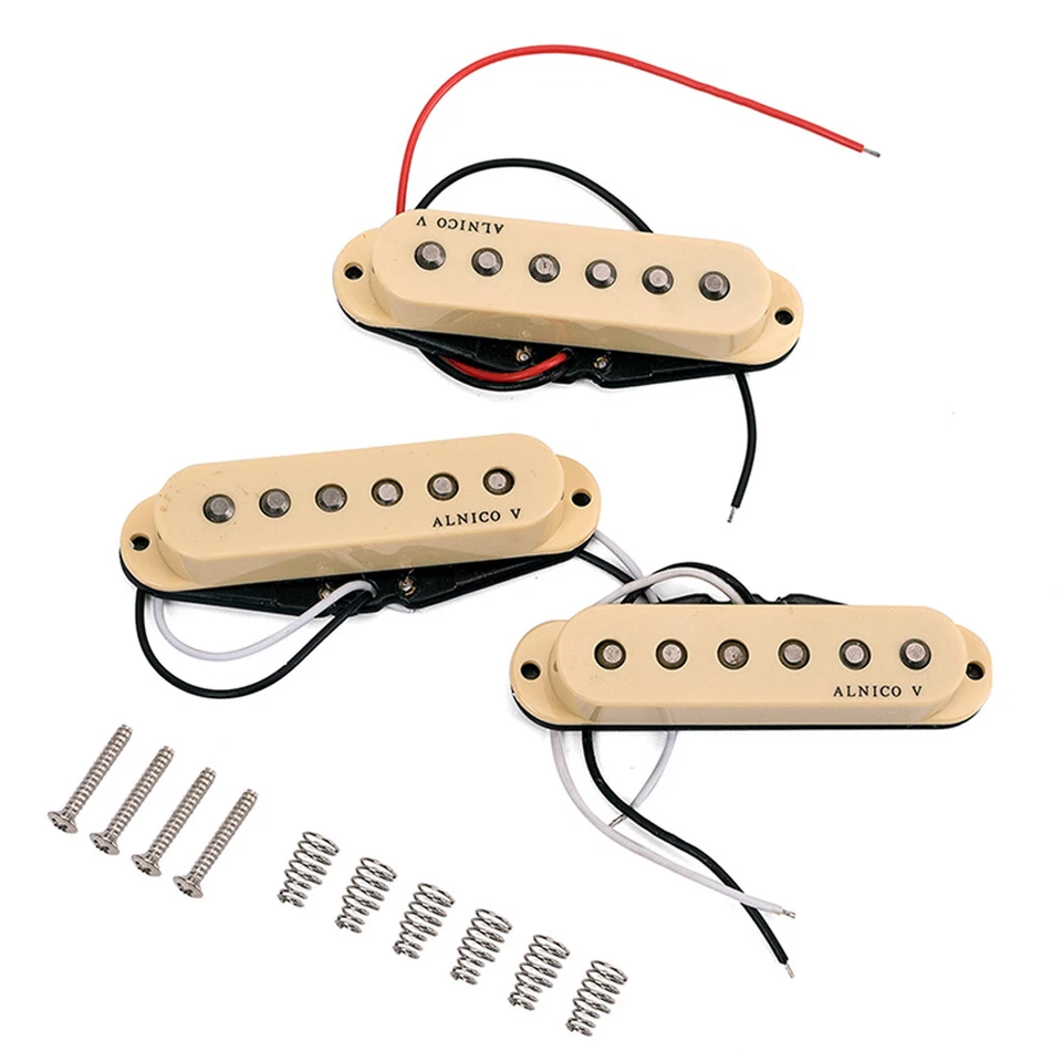 Alnico 5 Single Coil SSS Guitar Neck Middle Bridge Pickup Cover Set for ST Strat - Image 4 of 4