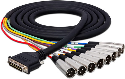 Balanced Snake DB25 to XLR3M - (9 Feet) (Black)