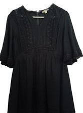 Whistles Ladies Black Broderie Dress UK 10 Lined Romantic