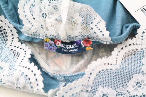 DESIGUAL Nightdress Womens Dress S Blue Slip Laced Pattern Lightweight Sleeveles - Picture 6 of 10