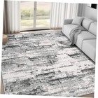 Area Rug Living Room Rugs 5x7: Modern Neutral 5' x 7' Standard Black Grey