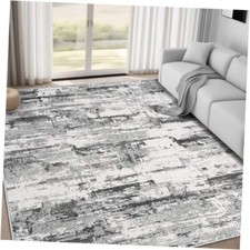 Area Rug Living Room Rugs 5x7: Modern Neutral 5' x 7' Standard Black Grey