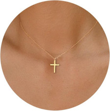 14K Gold Plated Cross Necklace for Women Layered Pendant Trendy Jewelry Gift