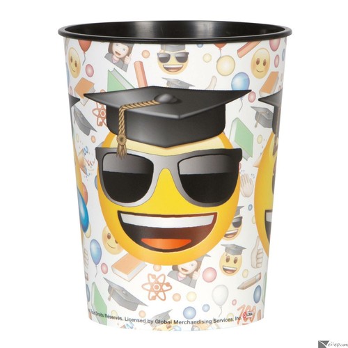 Unique Graduation Emoji Grad Faces Around Hard Plastic 16oz Favor Cup - 第 1/2 張圖片