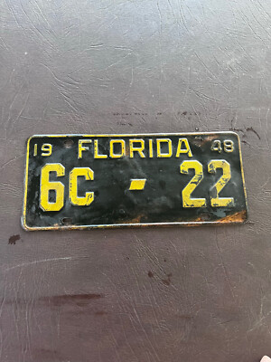 Florida License Plate 1948 Palm Beach 6c-22 Available To Register