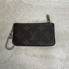 Auth Louis Vuitton Pochette Monogram Key ring Coin case DAMAGED