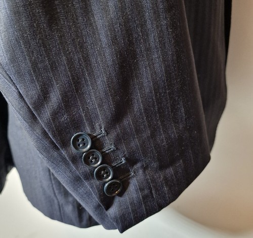 Canali Mens 44" Chest Jacket Navy Blue Stripe Virgin Wool Double Vented - Picture 6 of 10