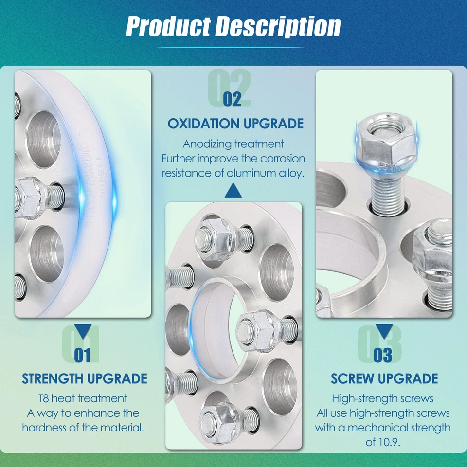 2 1-дюймовые ступичные распорки 5x100 12x1,5 для Chevrolet Cavalier Dodge Neon - Изображение 3 из 4
