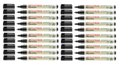 20x edding 25 Permanent Marker Filzstift EcoLine Marker 1mm Rundspitze schwarz