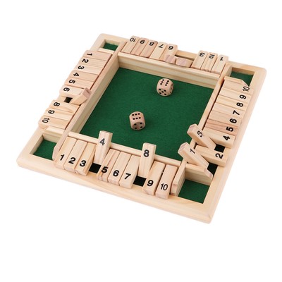 Wood 4-Sided 1-10 Numbers Shut the Box Dice for Family Toys Gaming Toy Table