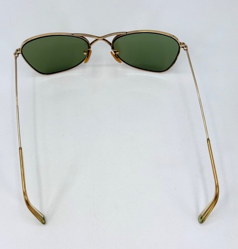 Gafas de sol Ray Ban 1940 de colección llenas de oro 12K lentes verdes para exteriores barra X con estuche - Imagen 16 de 24