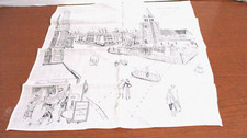 Vintage AIR FRANCE PARIS CITY STREET SCENE Linen HANDKERCHIEF