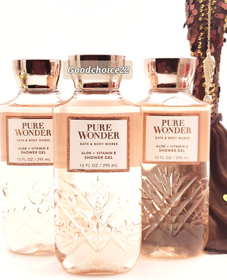 (3) Bath and Body works PURE WONDER Aloe Vitamin E Shower Gel 10 Fl oz