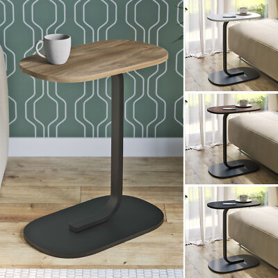 C-Form Oval Beistelltisch Holz & Metall Nachttisch Couch Sofa Wohnzimmer Schlafzimmer