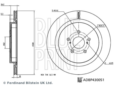 ADBP430051 2x Brake Disc Pair for Lexus