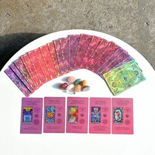 Luxury Pink Holographic Tarot Bundle 78 Card Deluxe Deck, Velvet Mat  Crystals