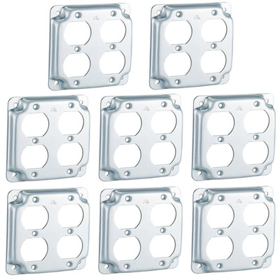 8 Pcs 4 X 4 Inch Metal Receptacle Electrical Box Cover Square Exposed Work Recep