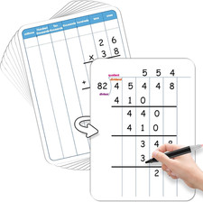 24 Pack Long Division Whiteboard for Kids Teaching Multiplication Double-Sided C