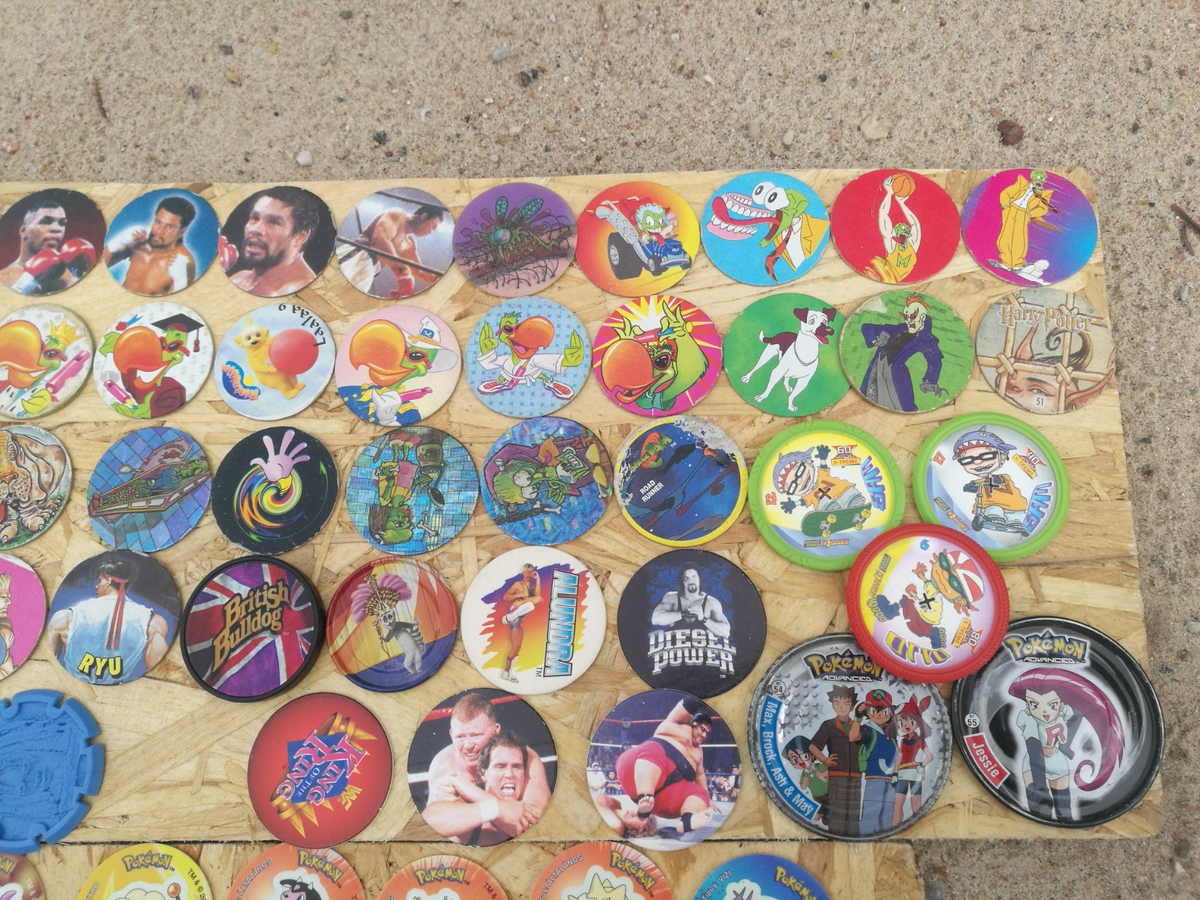 95 Tazo/Taso/Caps - Pokemon, Mask, Pirate, Digimon, etc. - Paper