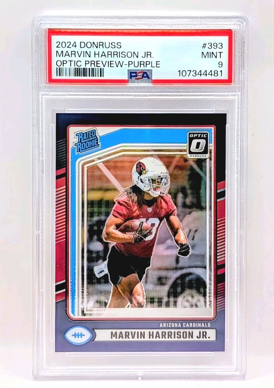 2024 Donruss Optic Marvin Harrison Jr. Rated Rookie Purple Prizm /50 PSA Mint 9