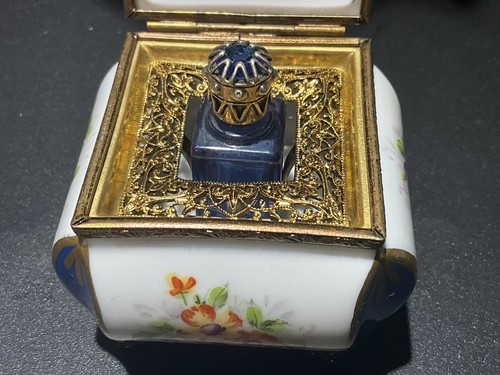 PEINT MAIN LIMOGES TRINKET BOX PV PARRY-VIELLE VANITY BOX PERFUM BOTTLE CONTAINE - Picture 3 of 8