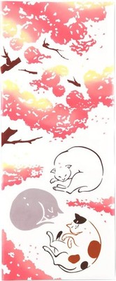 Kenema Tenugui Dyed Hanami Cat Japan