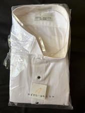 Neil Allyn 4XL 34/35 White Pleated Tuxedo Shirt Wing Collar