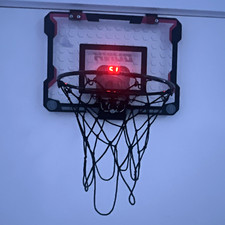 Wall-Mounted Mini Basketball Hoop Backboard Rim Net LED Light Plastic Steel