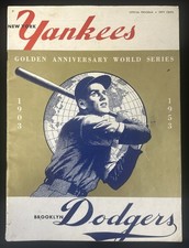 1953 World Series Program Brooklyn @ NY Yankees VG-EX scored Game 2 - Mantle HR