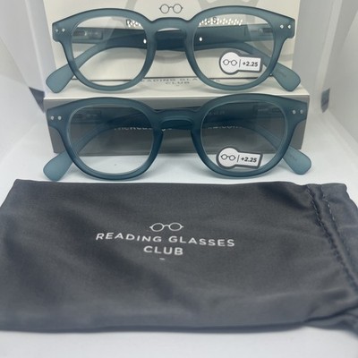 2 PK Reading Glasses Premium Quality Unisex +2.25 Rubberized Blue Strong  Hinge